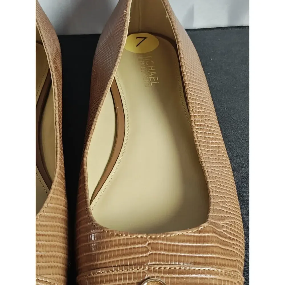 MICHAEL KORS Women's 7.5 Brown Textured Flats New